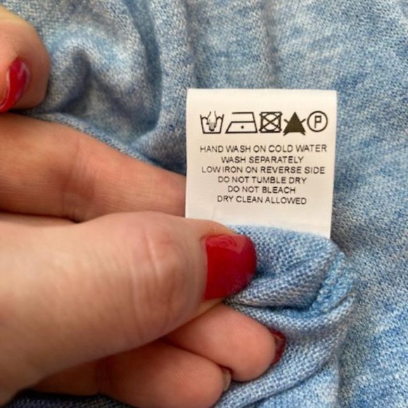 Conquista Light Blue Melange Knit V-Neck Top (L/42) - Picture 6 of 6